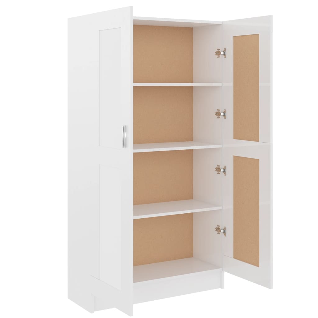 Book Cabinet High Gloss White 82.5x30.5x150 cm Engineered Wood